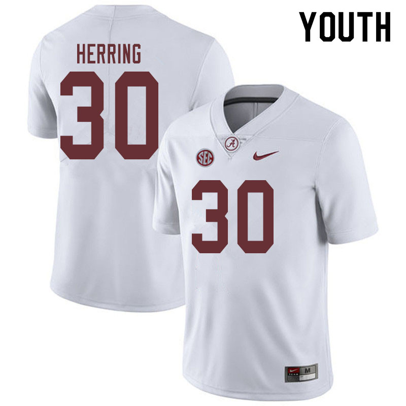 Alabama Crimson Tide Youth Chris Herring #30 White NCAA Nike Authentic Stitched 2019 College Football Jersey OB16F71YB